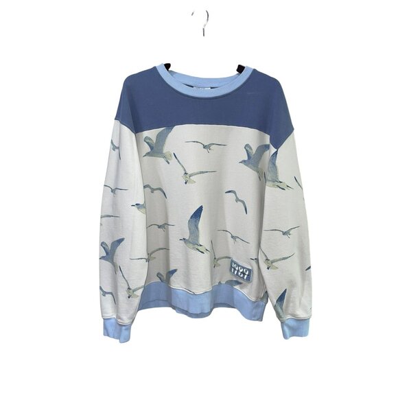 Taylor Swift 1989 Taylors Version XL Sweatshirt Blue & White Seagull Print Crewn - Picture 2 of 7